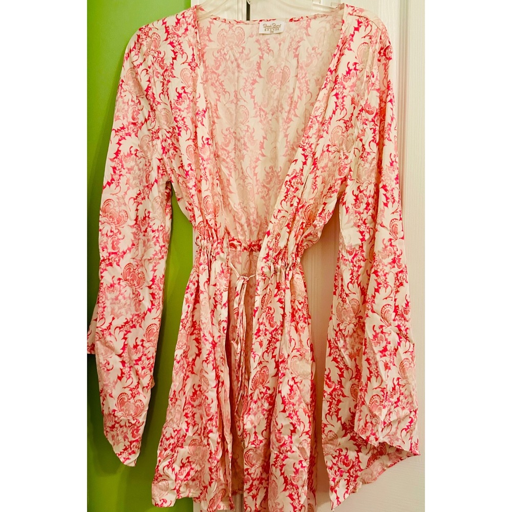 Rare vintage Beach Bunny Floral Print Cover Up kimono Tie Waist Beach XS - Picture 2 of 9